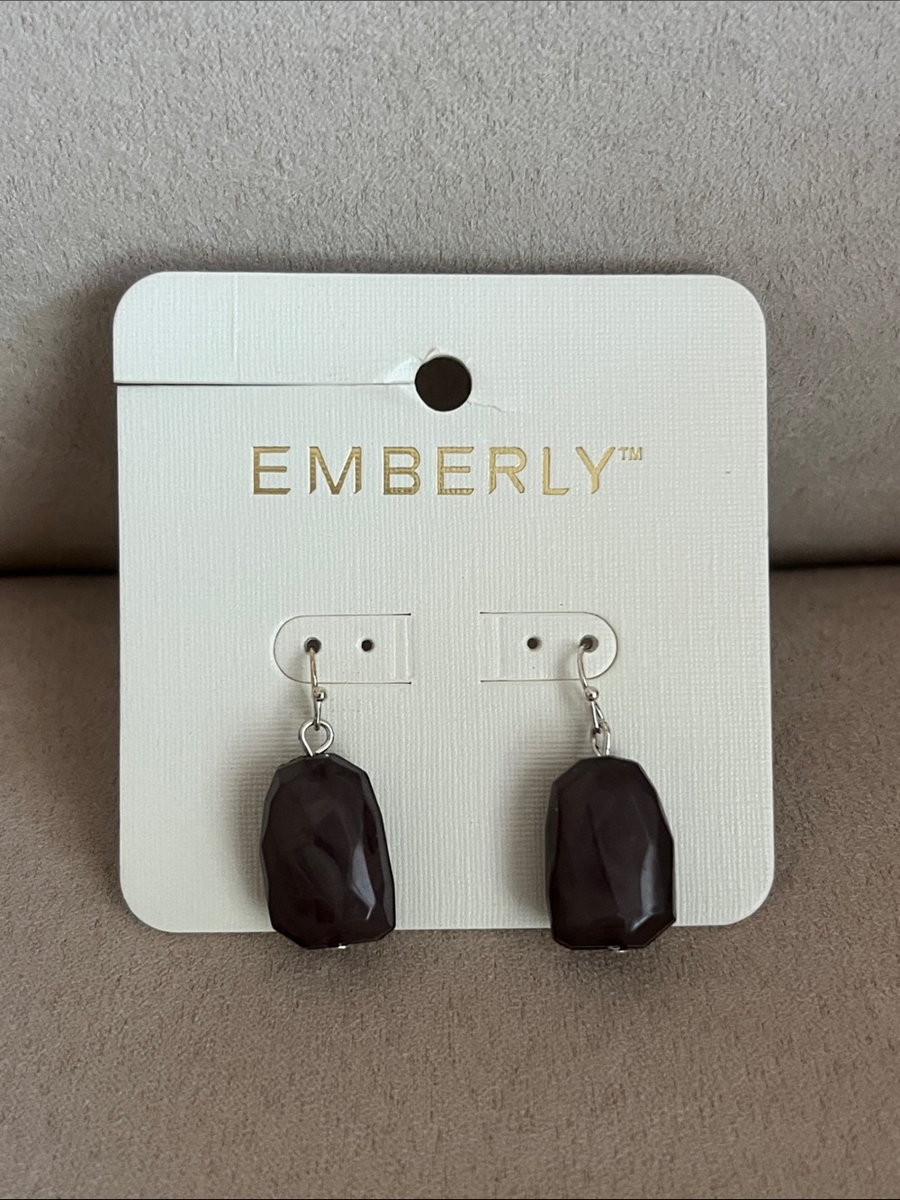NWT Kohl's Emberly Faceted Dark Brown Fishhook Drop Earrings